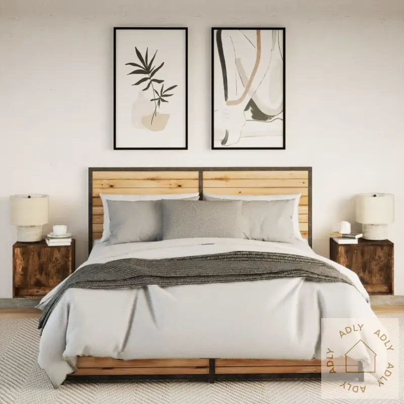 Vegghengte Nattbord Med Led-Lys 2 Stk Røkt Eik