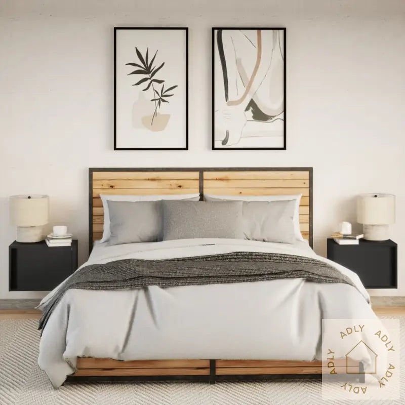 Vegghengte Nattbord Med Led-Lys 2 Stk Svart