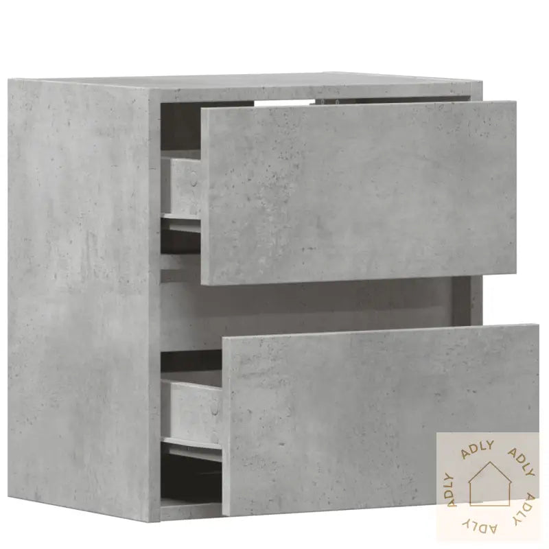 Vegghengte Nattbord Med Led-Lys 2 Stk Betonggrå