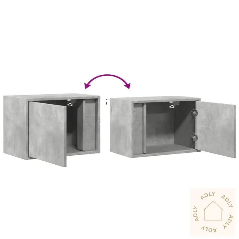 Vegghengte Nattbord Med Led-Lys 2 Stk Betonggrå