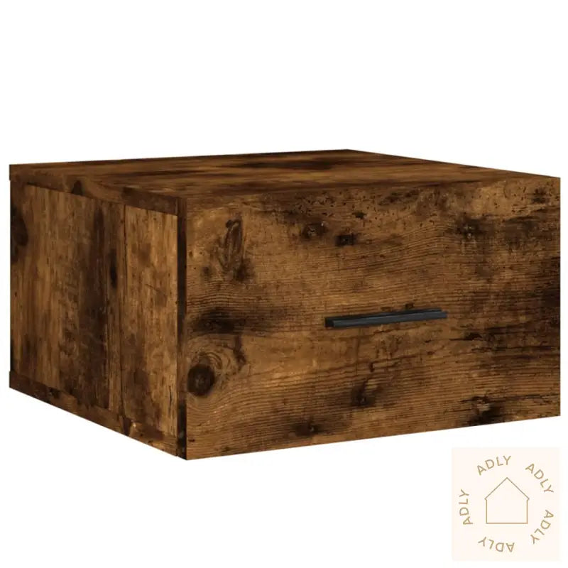 Veggmonterte Nattbord 2 Stk Røkt Eik 35X35X20 Cm