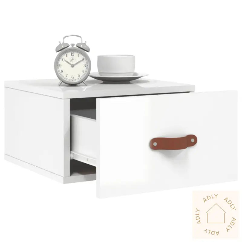 Veggmonterte Nattbord 2 Stk Høyglans Hvit 35X35X20 Cm