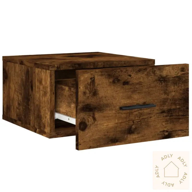 Veggmonterte Nattbord 2 Stk Røkt Eik 35X35X20 Cm