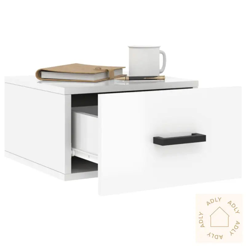 Veggmonterte Nattbord 2 Stk Høyglans Hvit 35X35X20 Cm