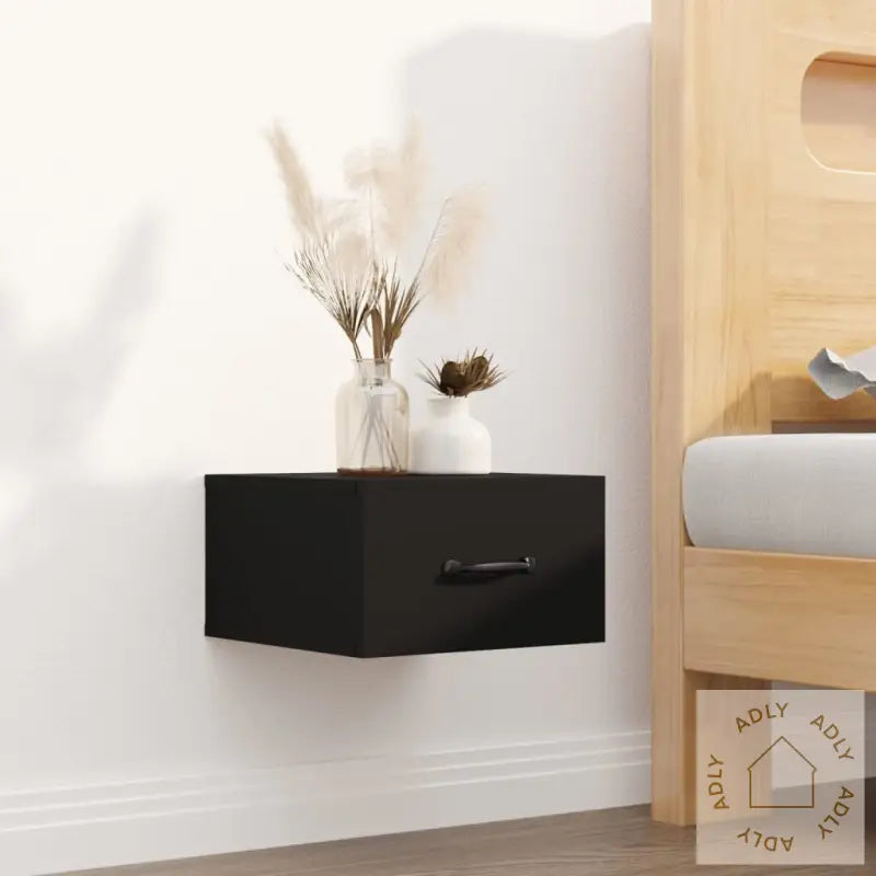 Veggmontert Nattbord 2 Stk Svart 35X35X20 Cm