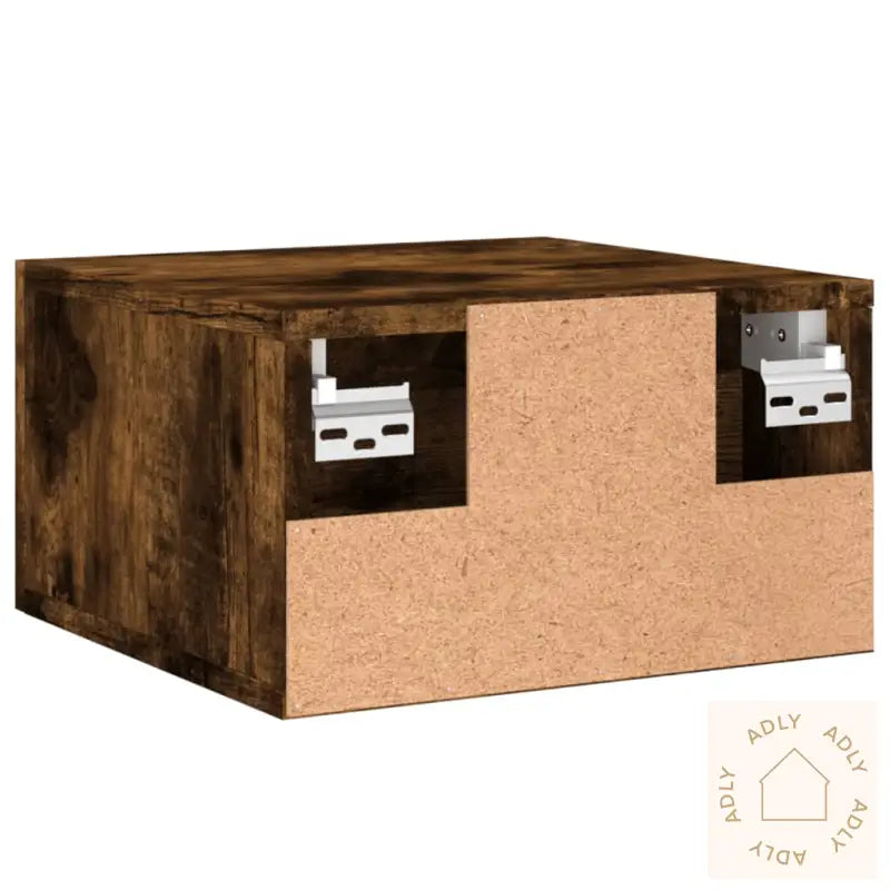 Veggmonterte Nattbord 2 Stk Røkt Eik 35X35X20 Cm