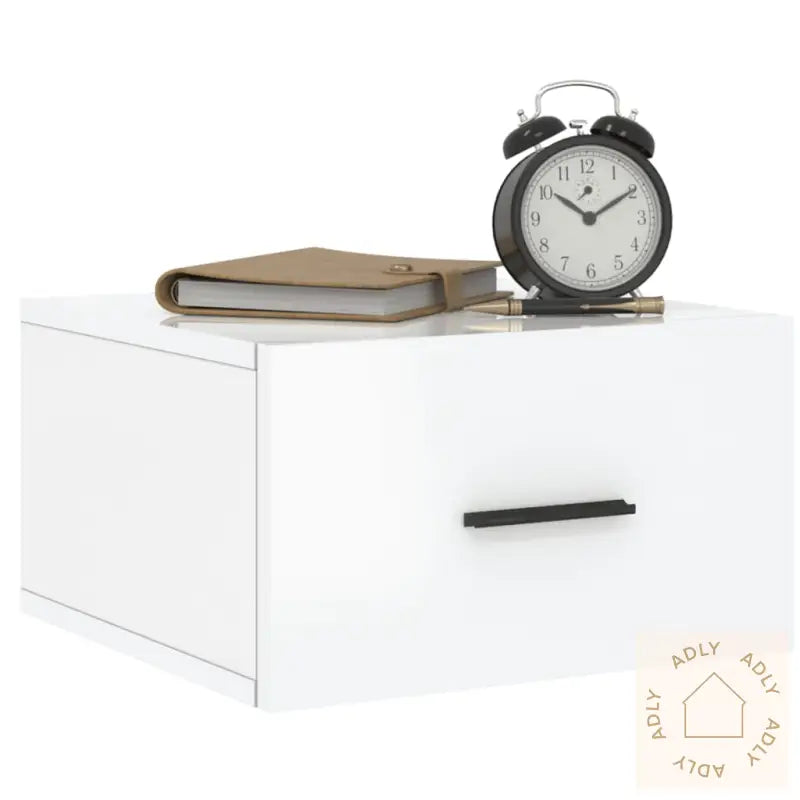 Veggmonterte Nattbord 2 Stk Høyglans Hvit 35X35X20 Cm