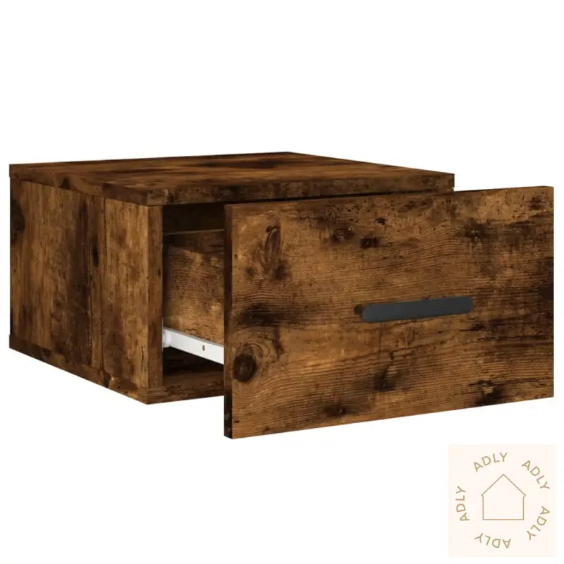 Veggmonterte Nattbord 2 Stk Røkt Eik 35X35X20 Cm