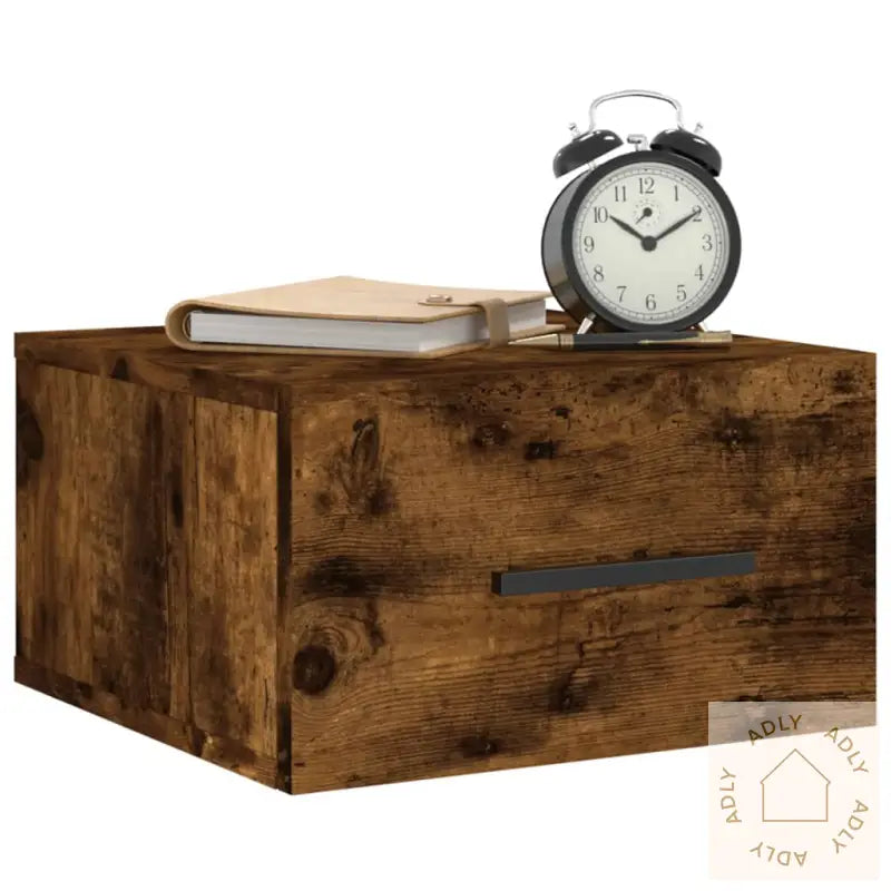 Veggmonterte Nattbord 2 Stk Røkt Eik 35X35X20 Cm