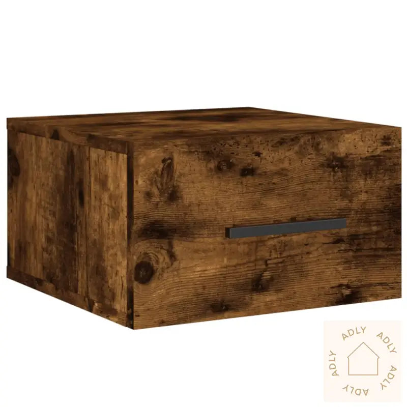 Veggmonterte Nattbord 2 Stk Røkt Eik 35X35X20 Cm