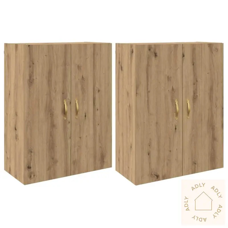 Vegghengte Skap Med Hylle Med Lagring Med Dør 2 Pcs Artisan Eik 69.5 X 34 X 90 Cm