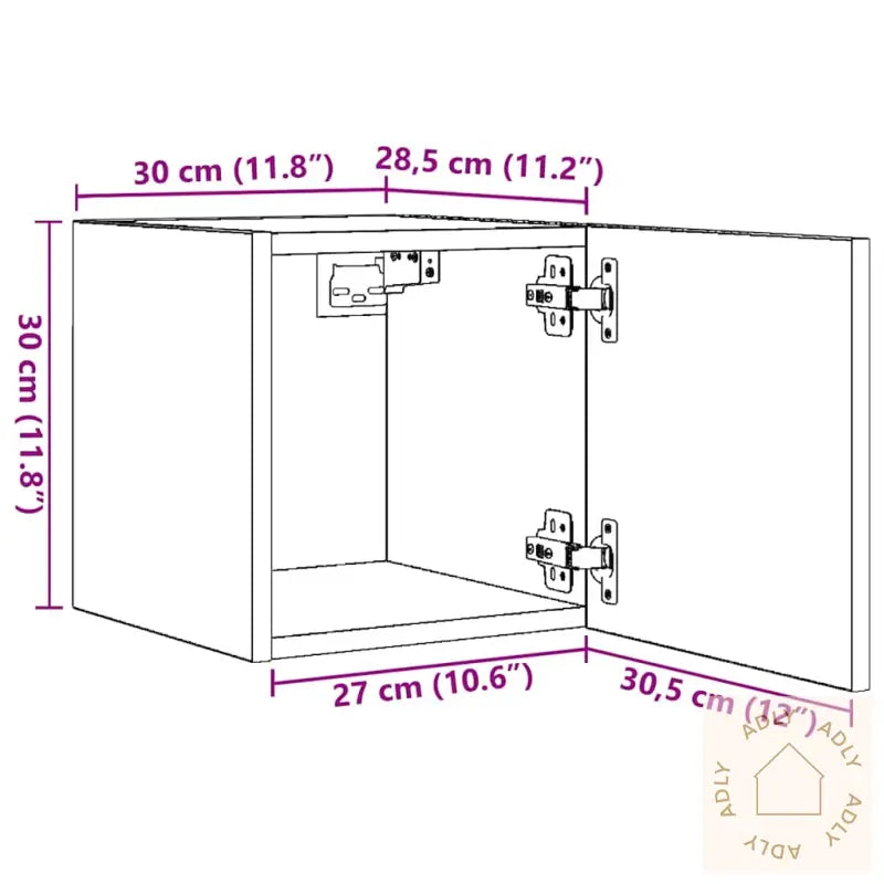 Vegghengte Tv-Benker 4 Stk Røkt Eik 30,5X30X30 Cm