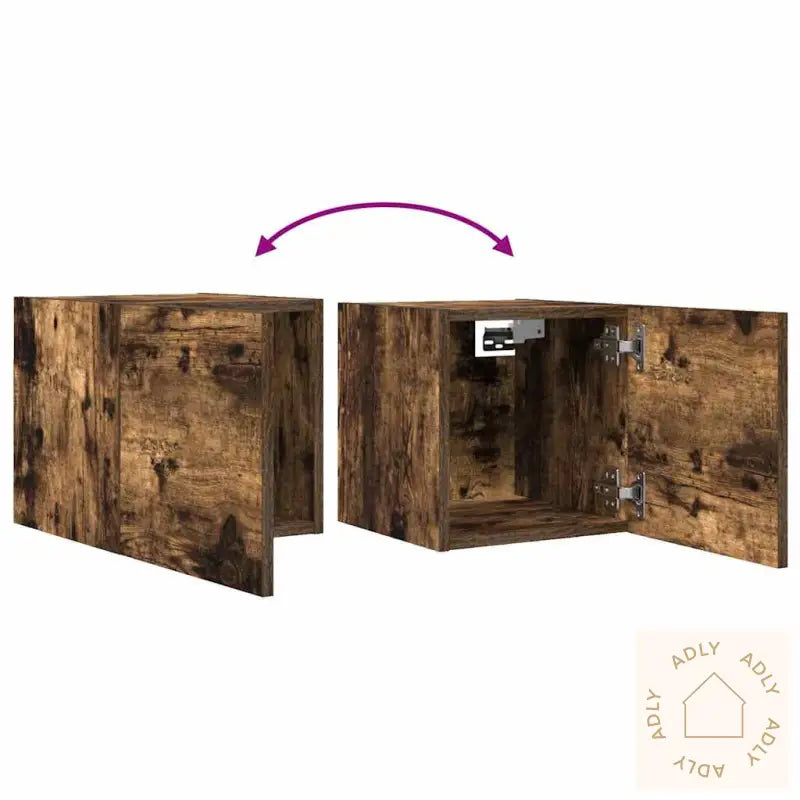 Vegghengte Tv-Benker 4 Stk Røkt Eik 30,5X30X30 Cm