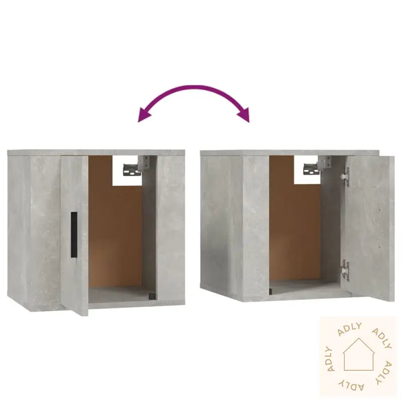 Vegghengte Tv-Benker 2 Stk Betonggrå 40X34,5X40 Cm