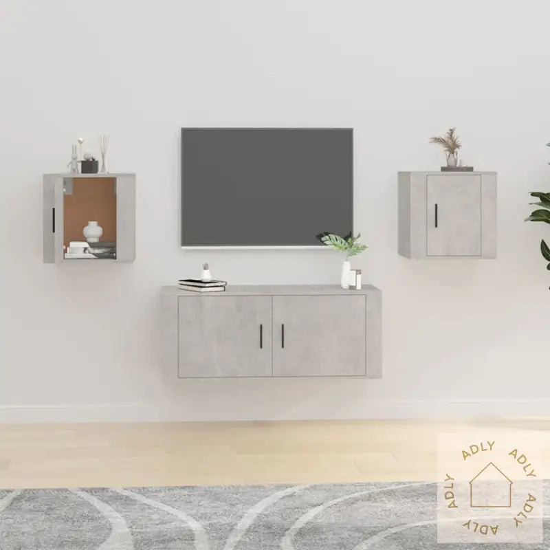 Vegghengte Tv-Benker 2 Stk Betonggrå 40X34,5X40 Cm