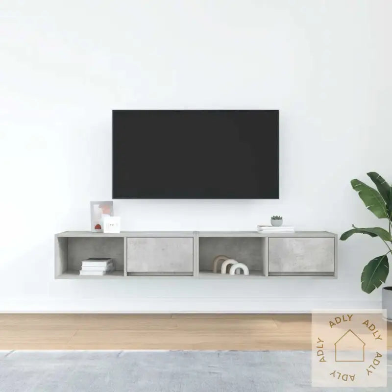 Tv-Benker 2 Stk Betonggrå 80X31X25,5 Cm Konstruert Tre