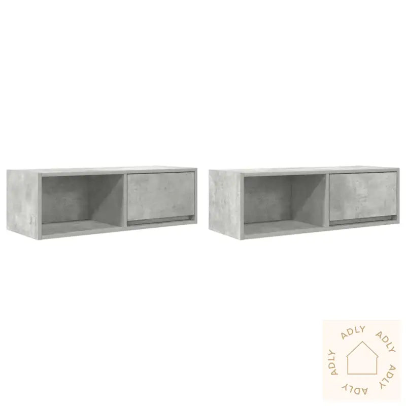Tv-Benker 2 Stk Betonggrå 80X31X25,5 Cm Konstruert Tre