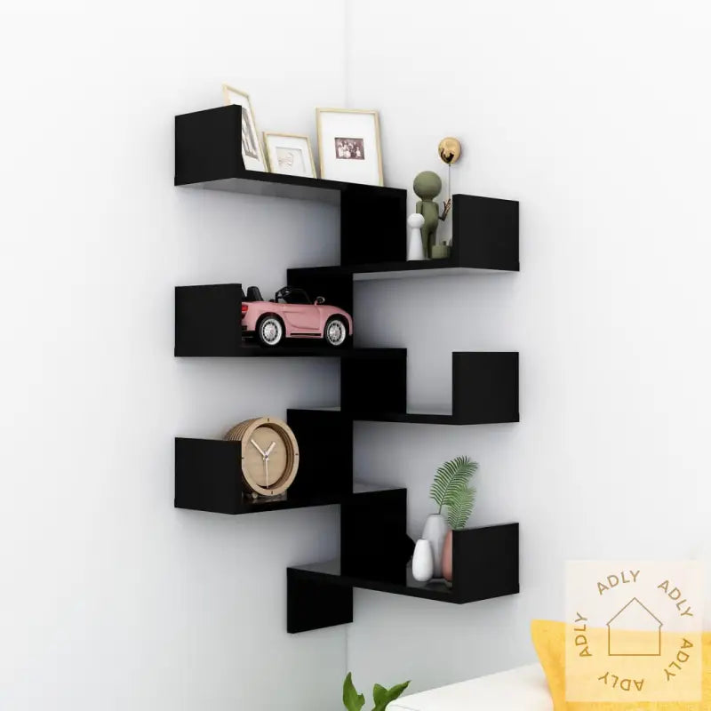 Veggmonterte Hjørnehyller 2 Stk Svart 40X40X50Cm Konstruert Tre