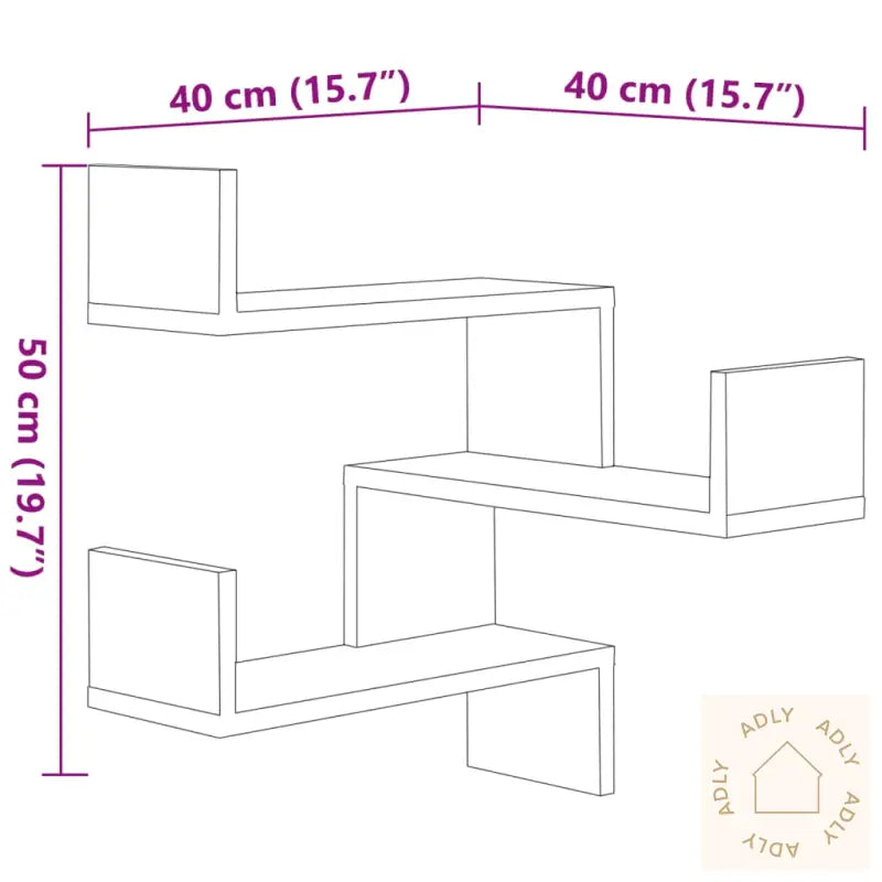 Veggmonterte Hjørnehyller 2 Stk Svart 40X40X50Cm Konstruert Tre