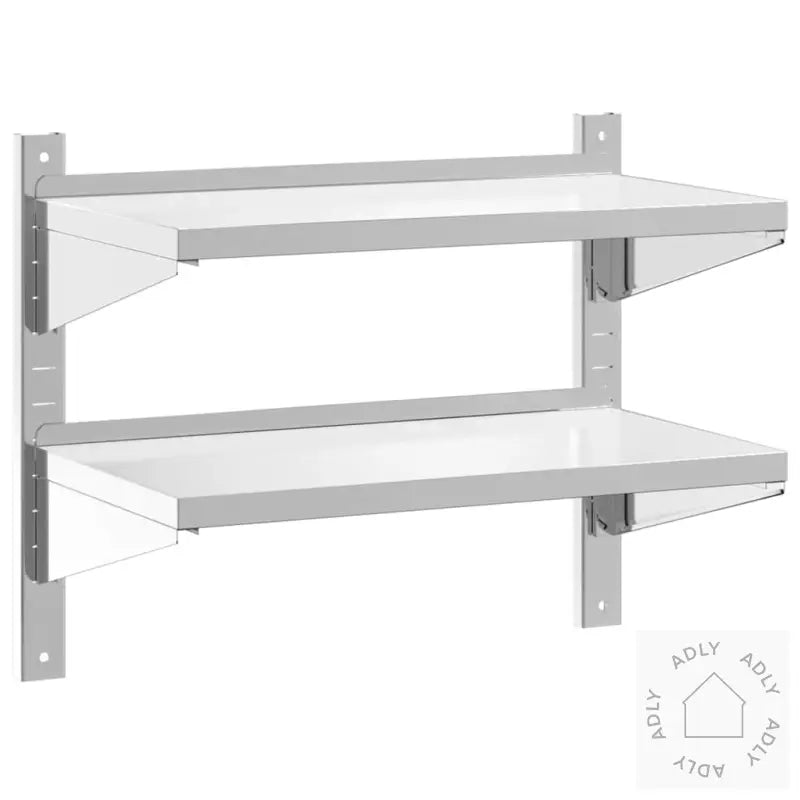 Vegghylle 2 Etasjer 75X40X60 Cm Sølv Rustfritt Stål