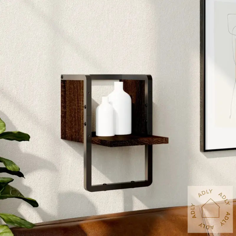 Vegghylle Med Stang Brun Eik 20X25X30 Cm