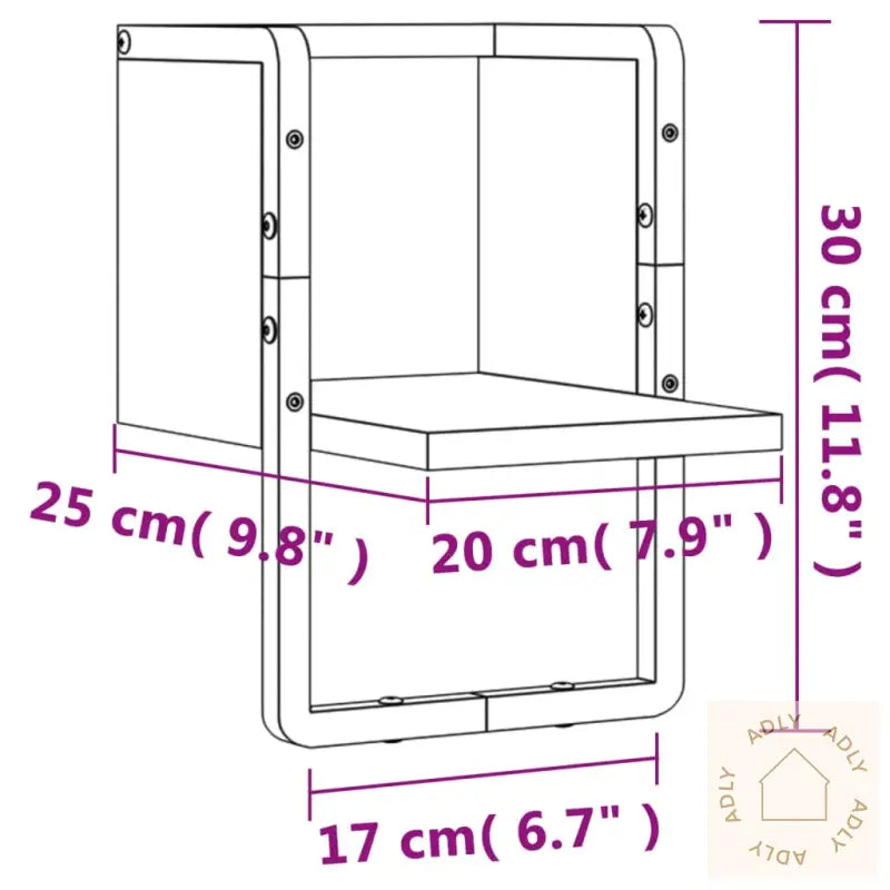 Vegghylle Med Stang Brun Eik 20X25X30 Cm