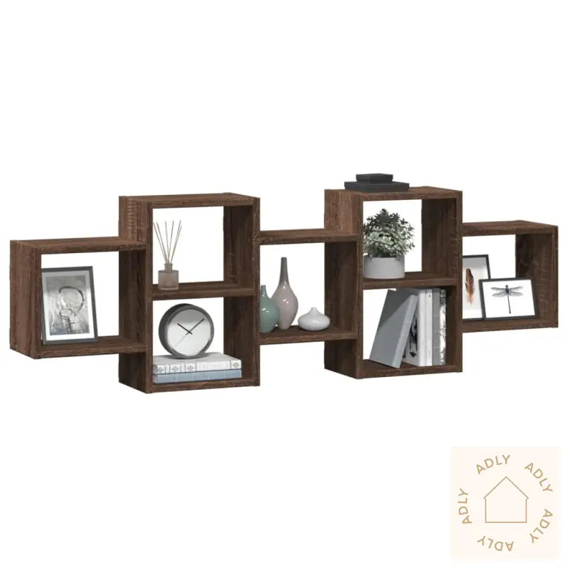Vegghylle Brun Eik 129X18X42 Cm Konstruert Tre