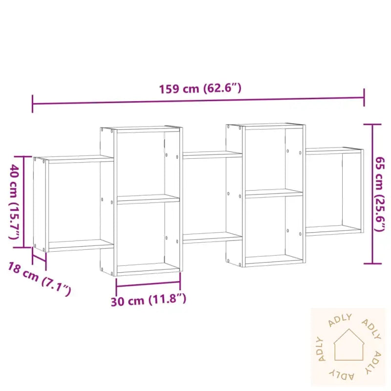 Vegghylle Brun Eik 159X18X65 Cm Konstruert Tre