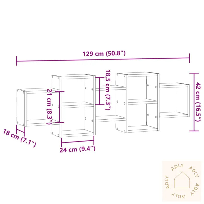 Vegghylle Brun Eik 129X18X42 Cm Konstruert Tre