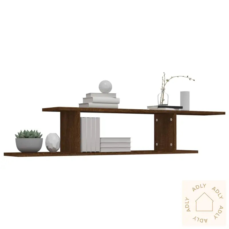 Veggmontert Tv-Hylle Brun Eik 125X18X23 Cm Konstruert Tre