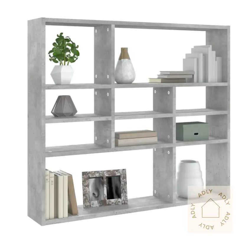 Vegghylle Betonggrå 90X16X78 Cm Konstruert Tre