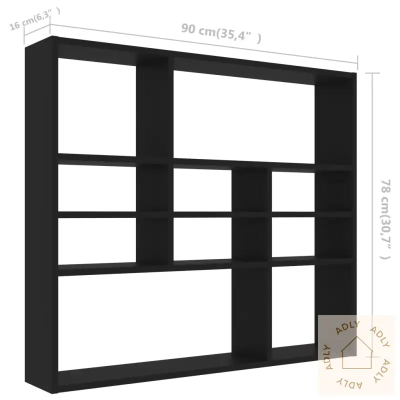 Vegghylle Svart 90X16X78 Cm Konstruert Tre