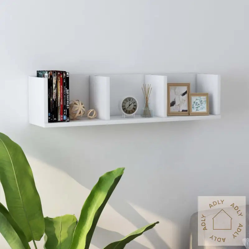 Veggmontert Cd-Hylle Hvit 75X18X18 Cm Konstruert Tre