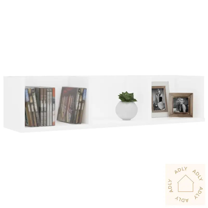 Veggmontert Cd-Hylle Hvit 75X18X18 Cm Konstruert Tre