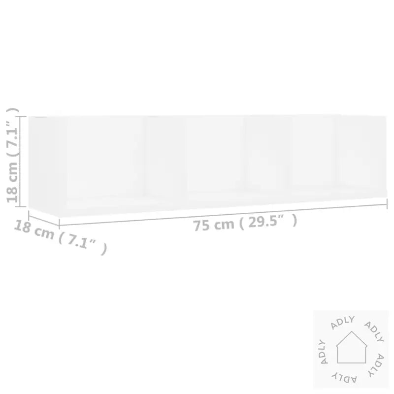 Veggmontert Cd-Hylle Hvit 75X18X18 Cm Konstruert Tre