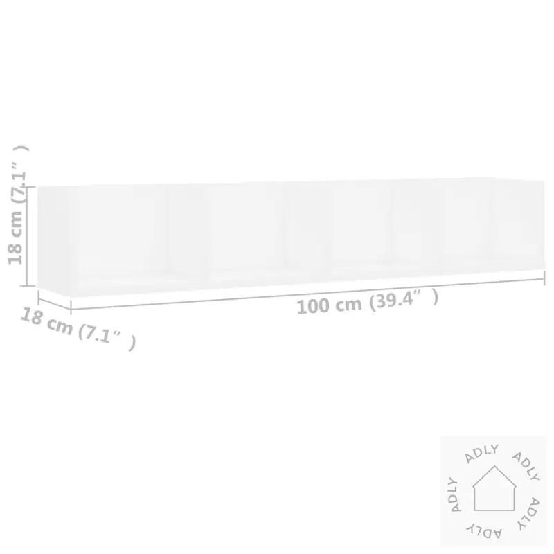 Veggmontert Cd-Hylle Hvit 100X18X18 Cm Sponplate