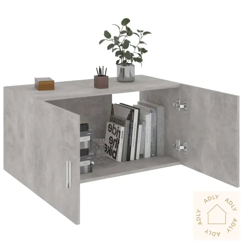 Veggmontert Skap Betonggrå 80X39X40 Cm Konstruert Tre