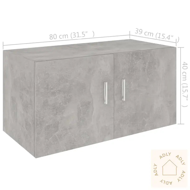 Veggmontert Skap Betonggrå 80X39X40 Cm Konstruert Tre