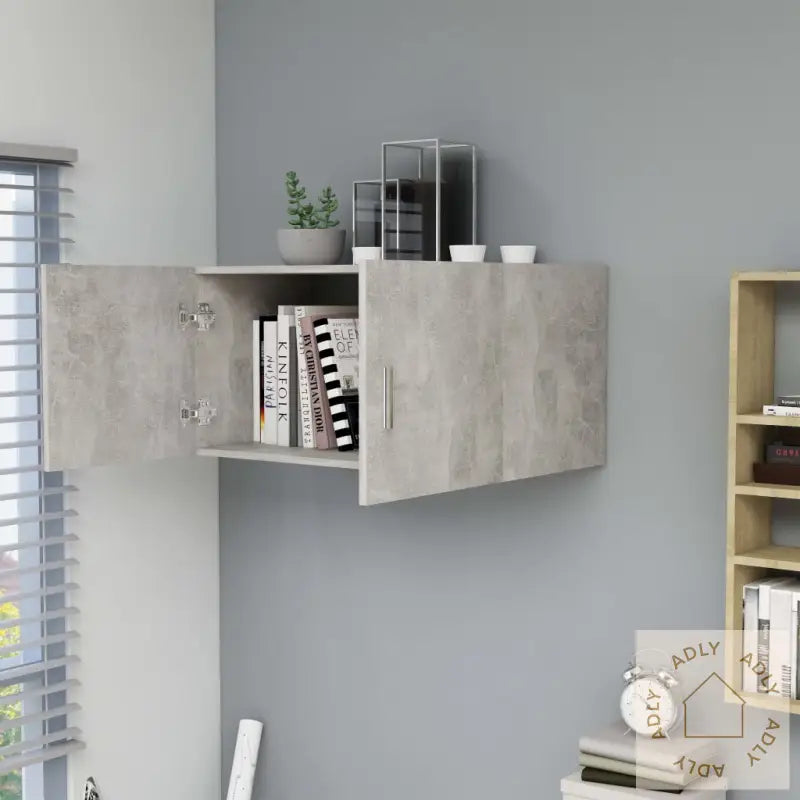 Veggmontert Skap Betonggrå 80X39X40 Cm Konstruert Tre