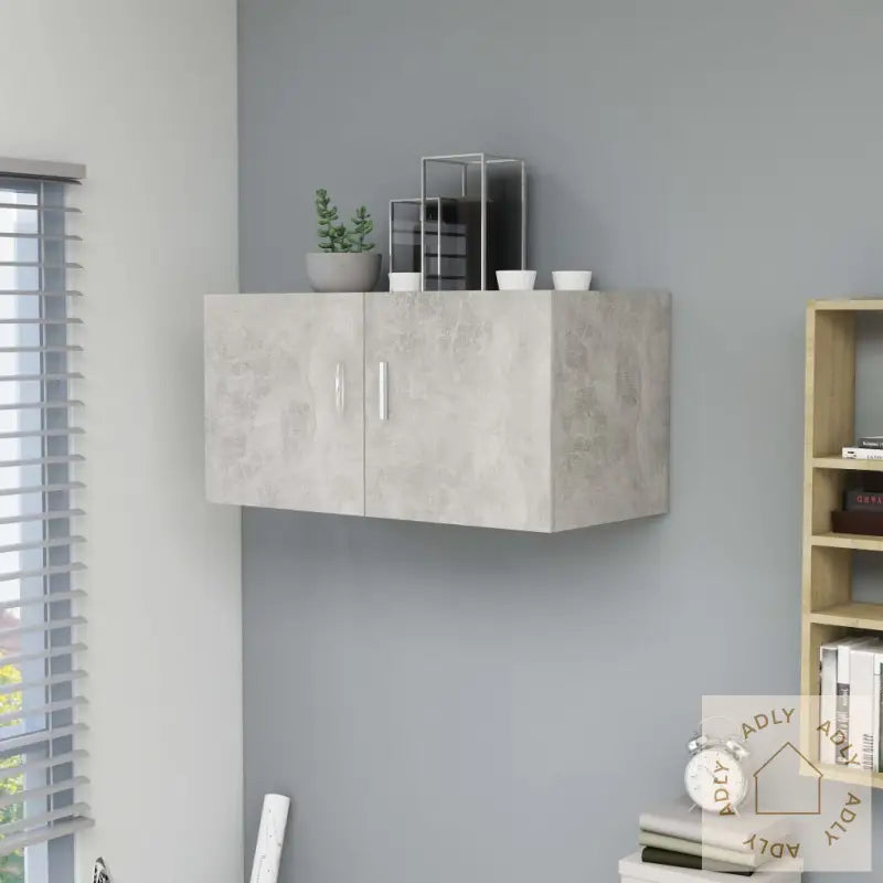 Veggmontert Skap Betonggrå 80X39X40 Cm Konstruert Tre