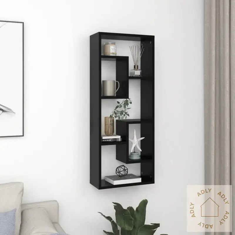 Vegghylle Svart 36X16X90 Cm Konstruert Tre