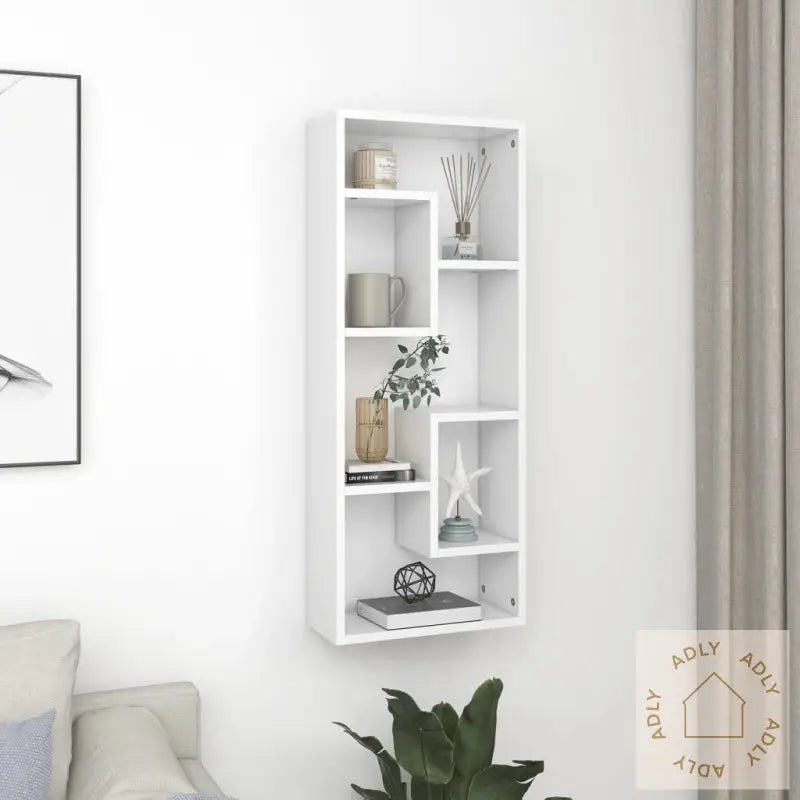 Vegghylle Hvit 36X16X90 Cm Konstruert Tre