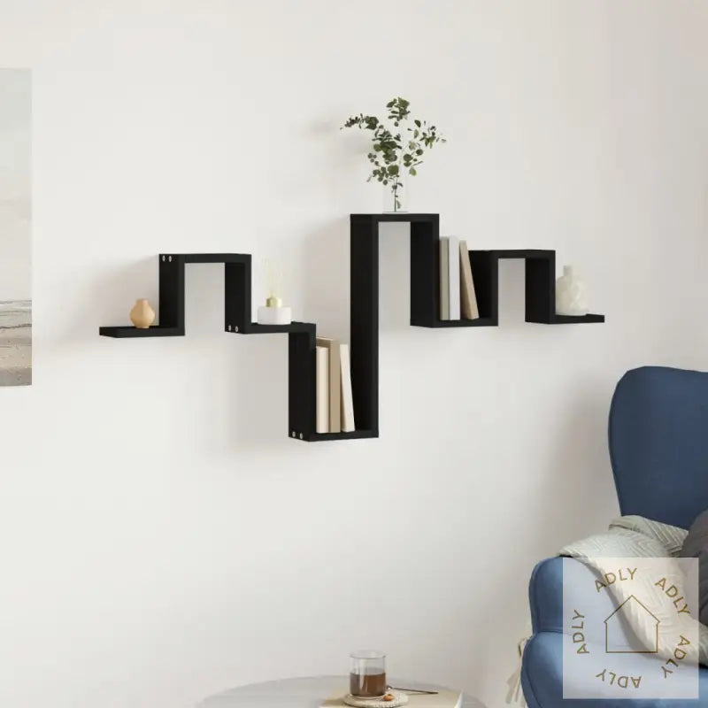 Vegghylle Svart 104,5X10X43 Cm Konstruert Tre