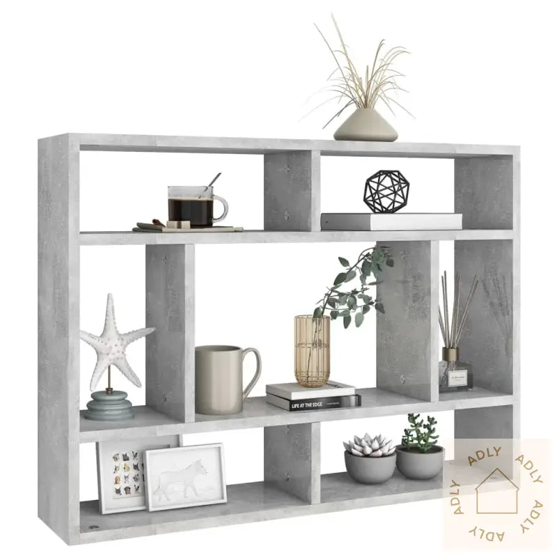Vegghylle Betonggrå 75X16X55 Cm Konstruert Tre