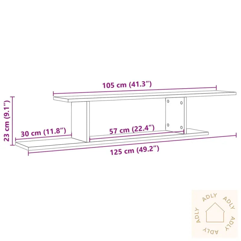 Veggmontert Tv-Hylle Gammelt Tre 125X18X23 Cm Konstruert Tre