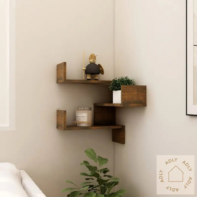 Veggmontert Hjørnehylle Røkt Eik 40X40X50 Cm Konstruert Tre