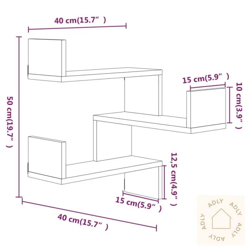 Veggmontert Hjørnehylle Røkt Eik 40X40X50 Cm Konstruert Tre