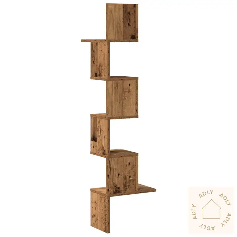 Veggmontert Hylle Gammelt Tre 32X32X127,5 Cm Konstruert Tre