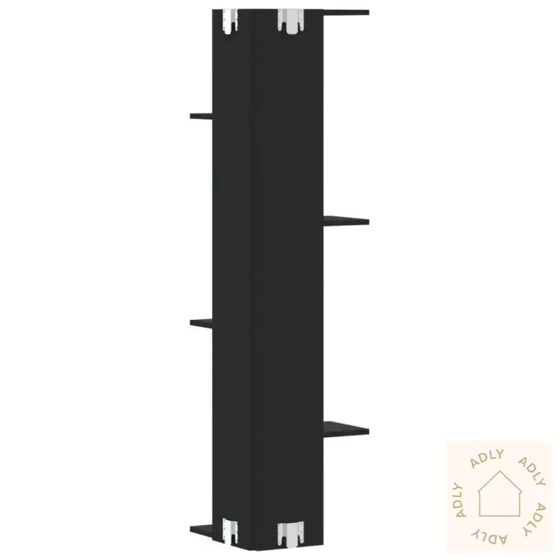 Veggmontert Hjørnehylle Svart 36,5X36,5X140 Cm Konstruert Tre