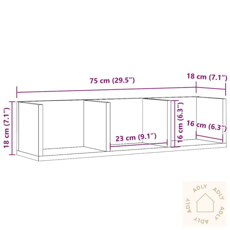 Veggmontert Cd-Hylle Artisan Eik 75X18X18 Cm Konstruert Tre